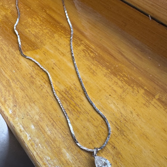 Moissanite teardrop diamond pendant & silver necklace choker, diamonds-like gem - Picture 6 of 14